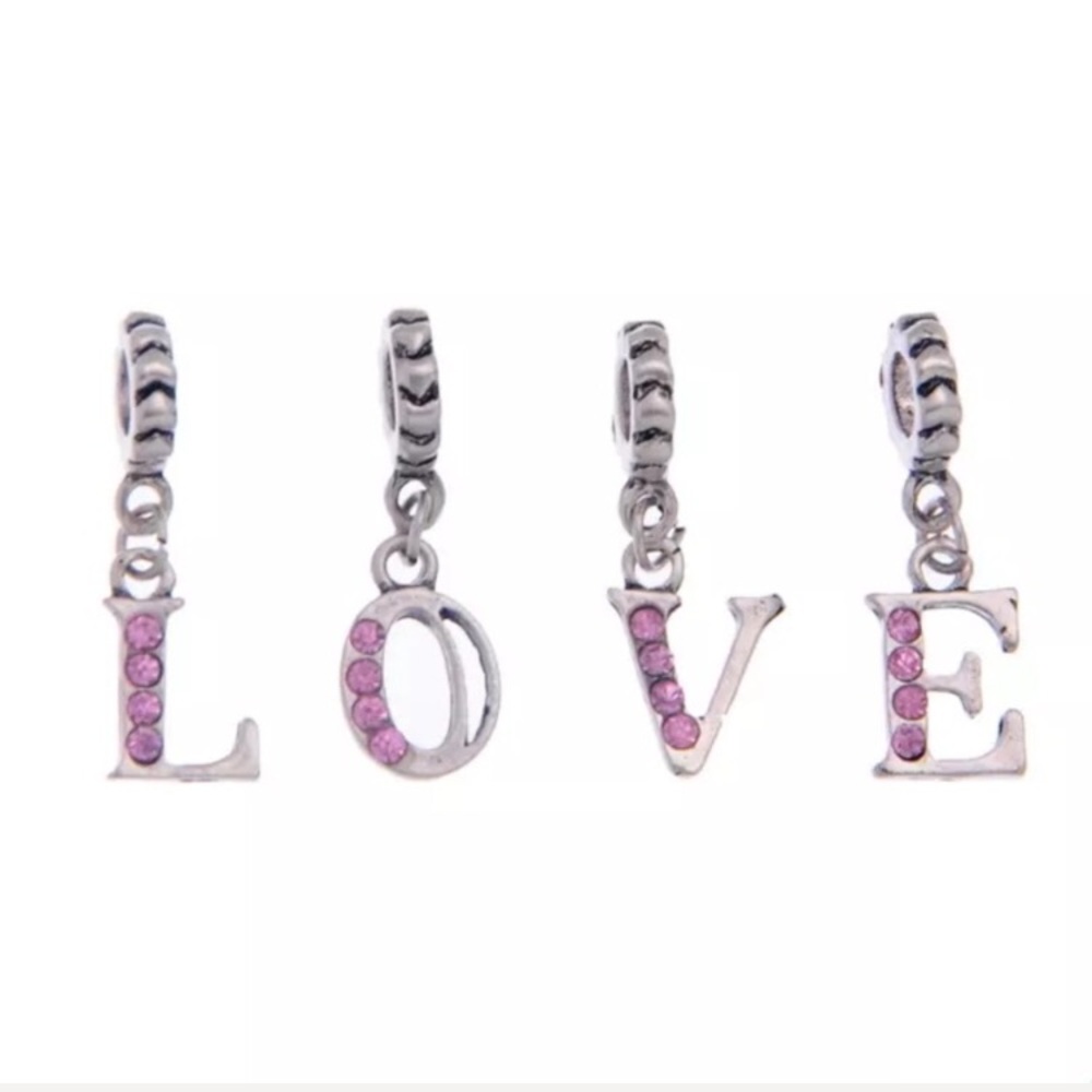 Crystal Love Silver Charm For Pandora Bracelet